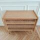 Commode en bois et rotin vintage rénovée, années 60