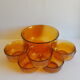 Lot salad bowl codec and 7 cups frosted amber glass sierra 70s