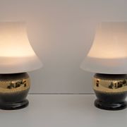 Mid-Century Modern Italian Murano Glass Mushroom Table Lamps, 1970s, Pair
