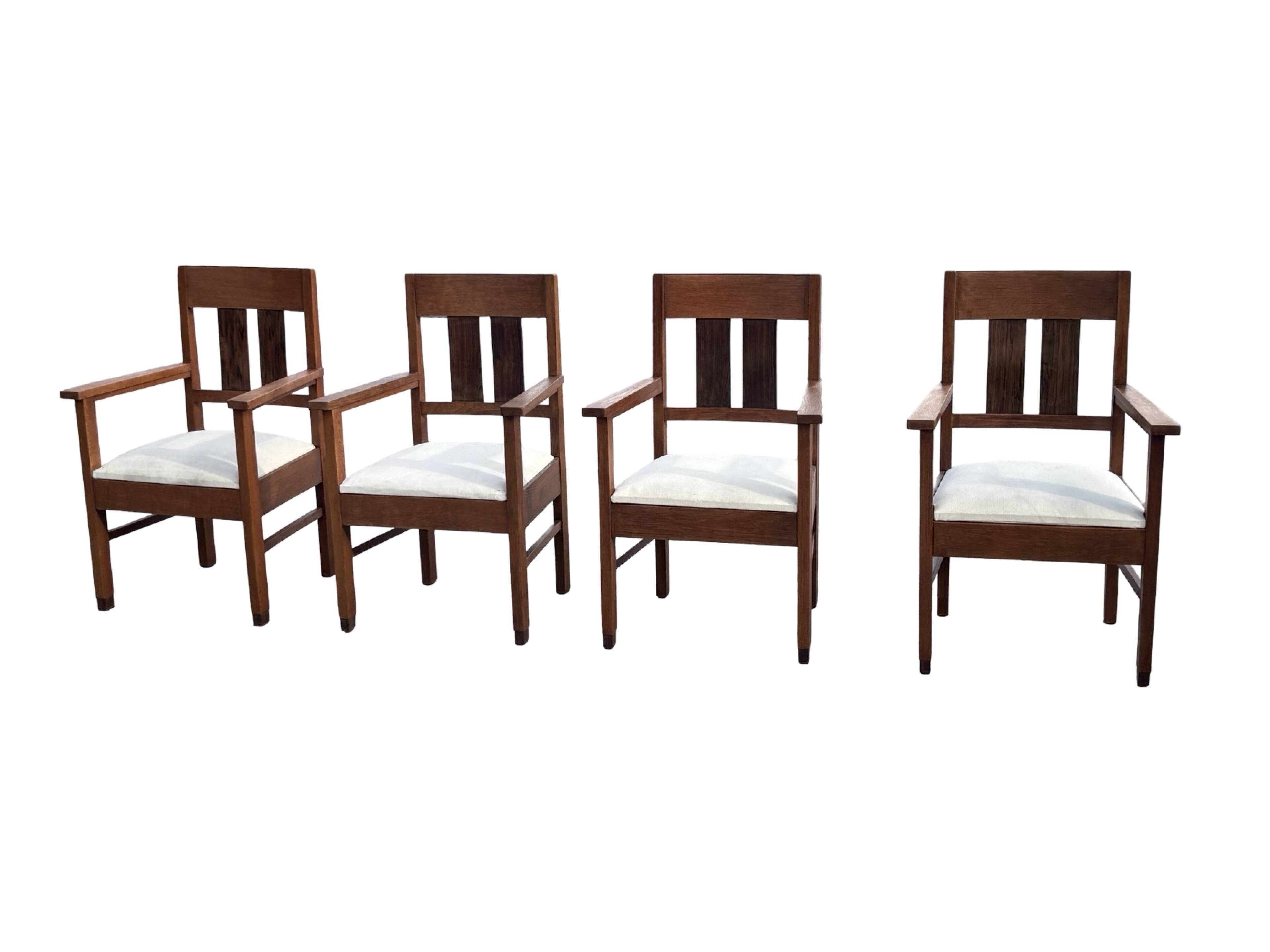 Set of four Art Deco chairs oak Amsterdam School Design 30's