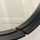 Jacques Adnet pair of circular leather and brass mirrors