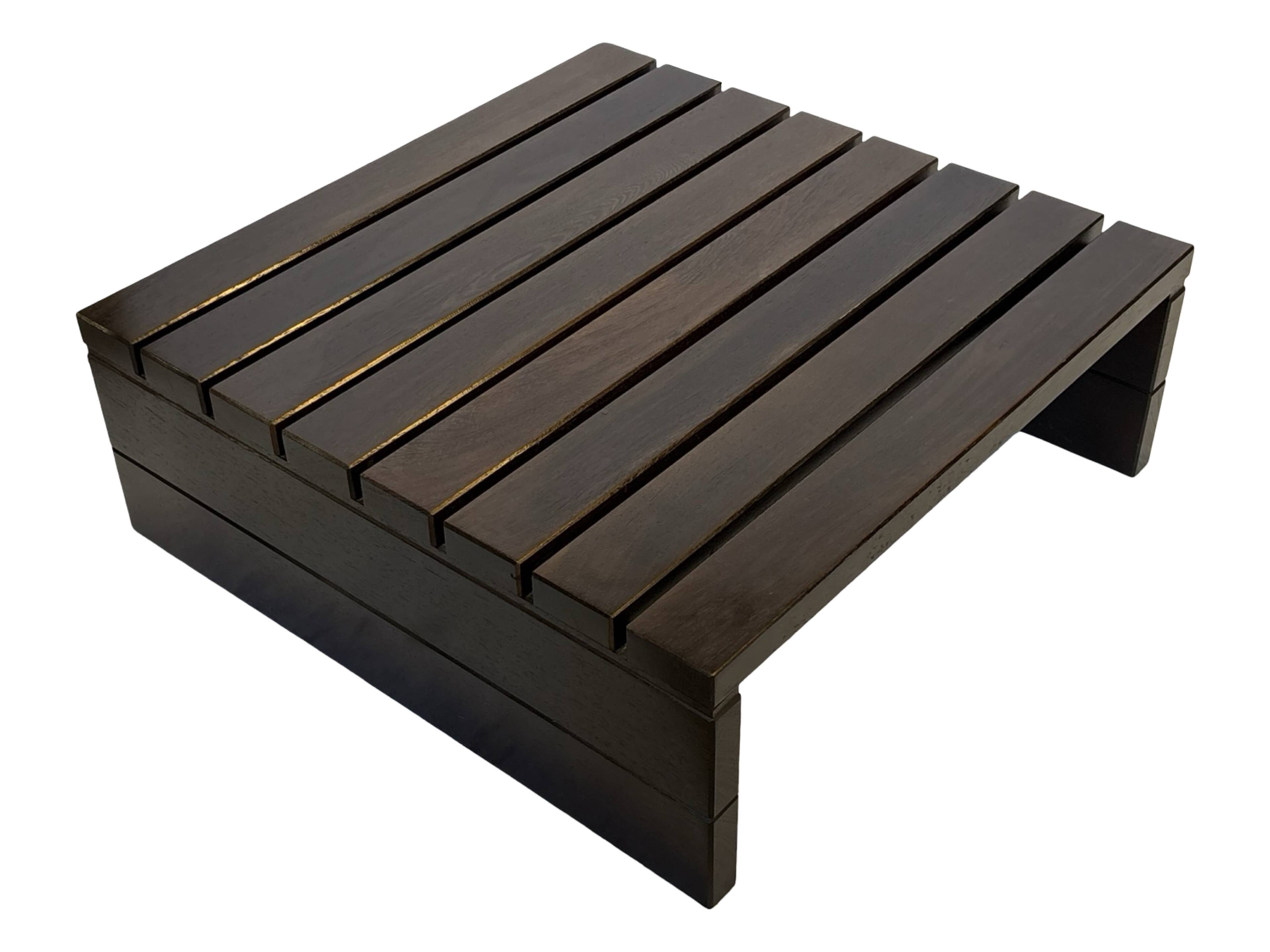 Vintage slatted coffee table design Wenge solid 70s minimalist