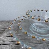 Trio of gold beaded glass dishes