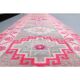 Vintage Turkish Oushak Handmade Wool Cotton Pink Runner 85x387