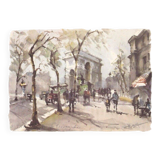 Watercolor signed "Dany" Arc de Triomphe in Paris