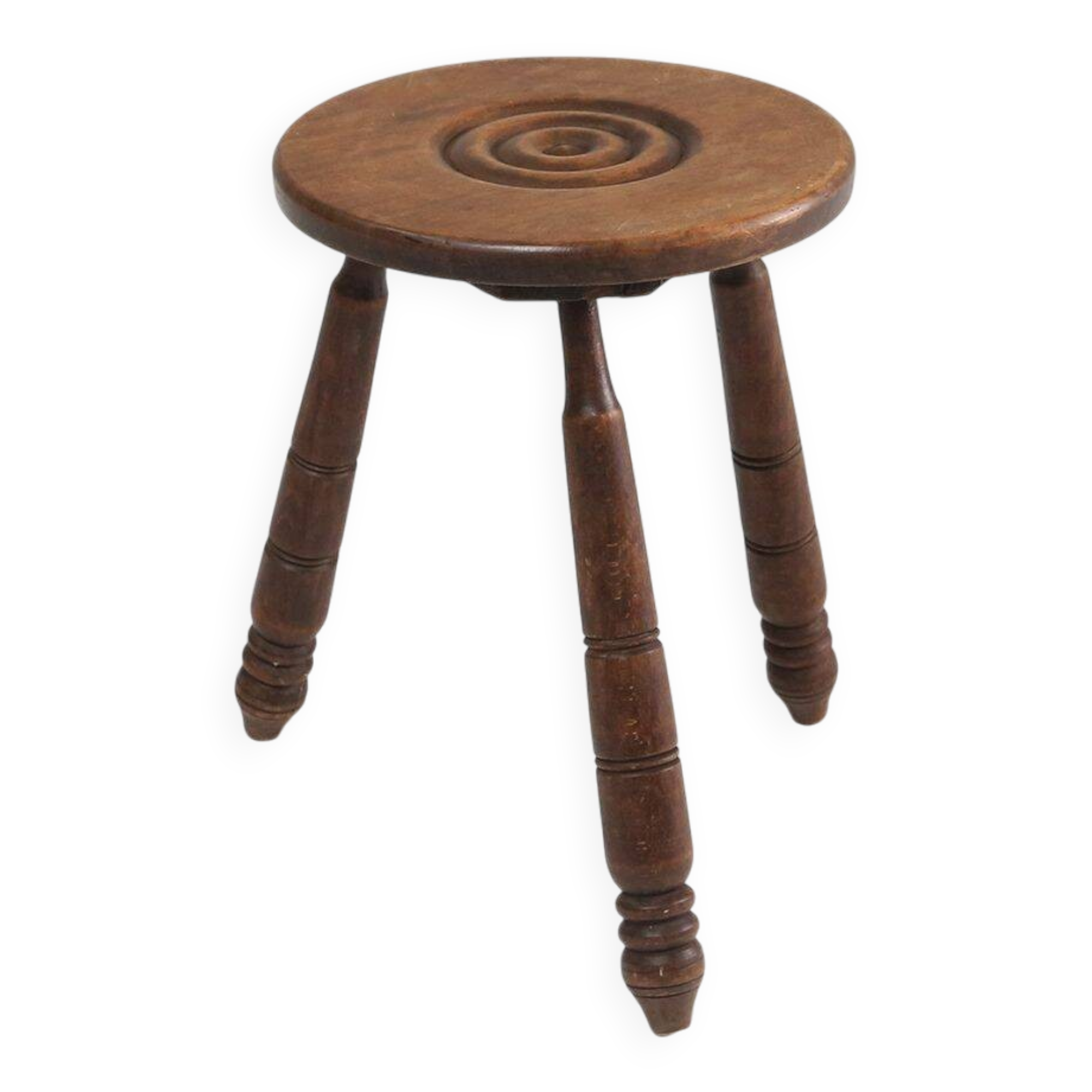 Vintage Brutalist low oak Stool, Belgium 1960s