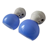 Duo of wall lamps in porcelain and blue opaline