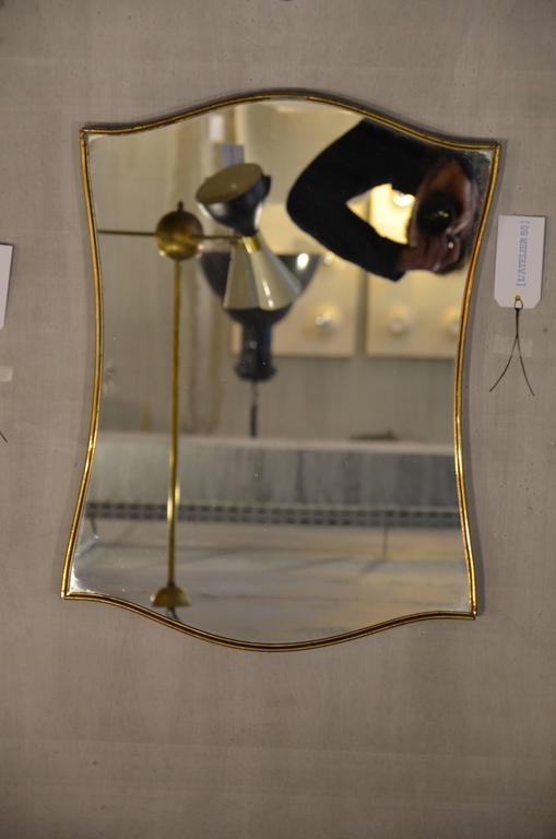 Pair of mirrors brass Italian free-form around 1960