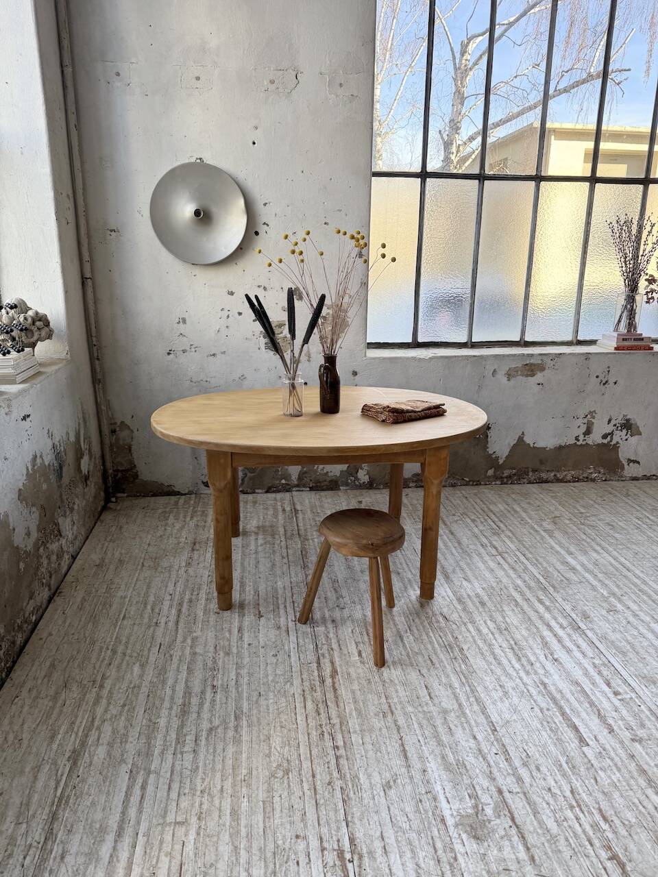 Oval farmhouse table oak 1960