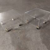 Set of two bedside tables, plexi sofa end, David Lange