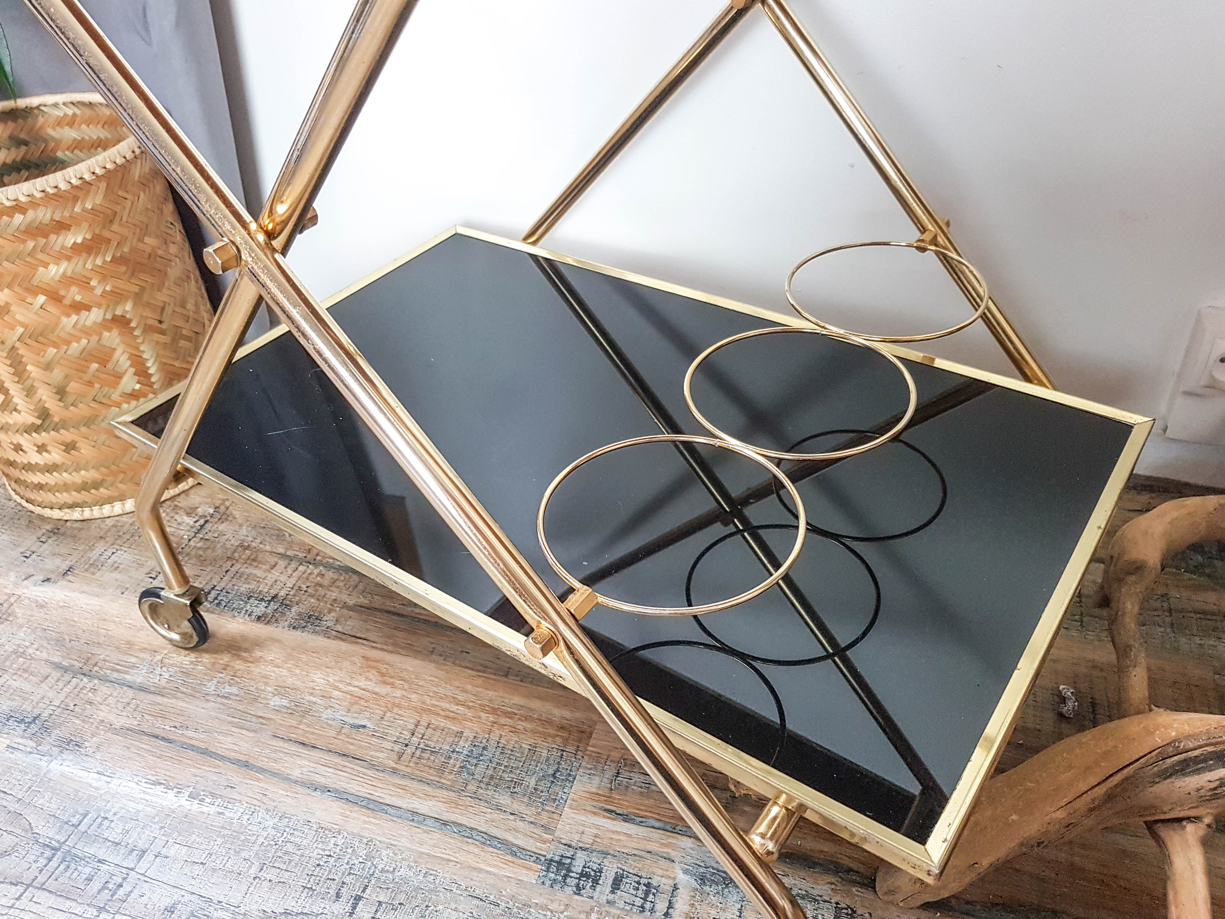 Vintage dessert glass and brass year 70