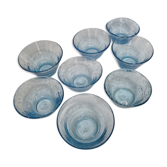 Set of eight cups in bulled glass from biot glassware