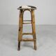 Bamboo bar stool with leatherette seat in cow print, 1950s