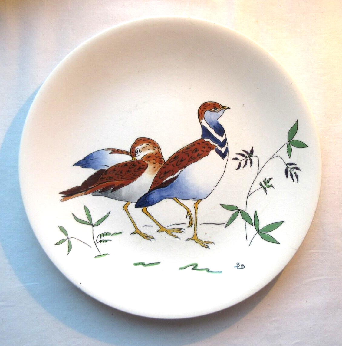 Game model plate signed gien, hunting birds, bustards