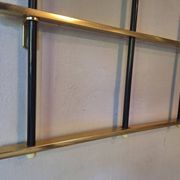 Wall mounted brass and metal coat and hat rack, 1960s