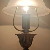 Vintage lamp in metal with brass finish and frosted opaline glass – 2 available