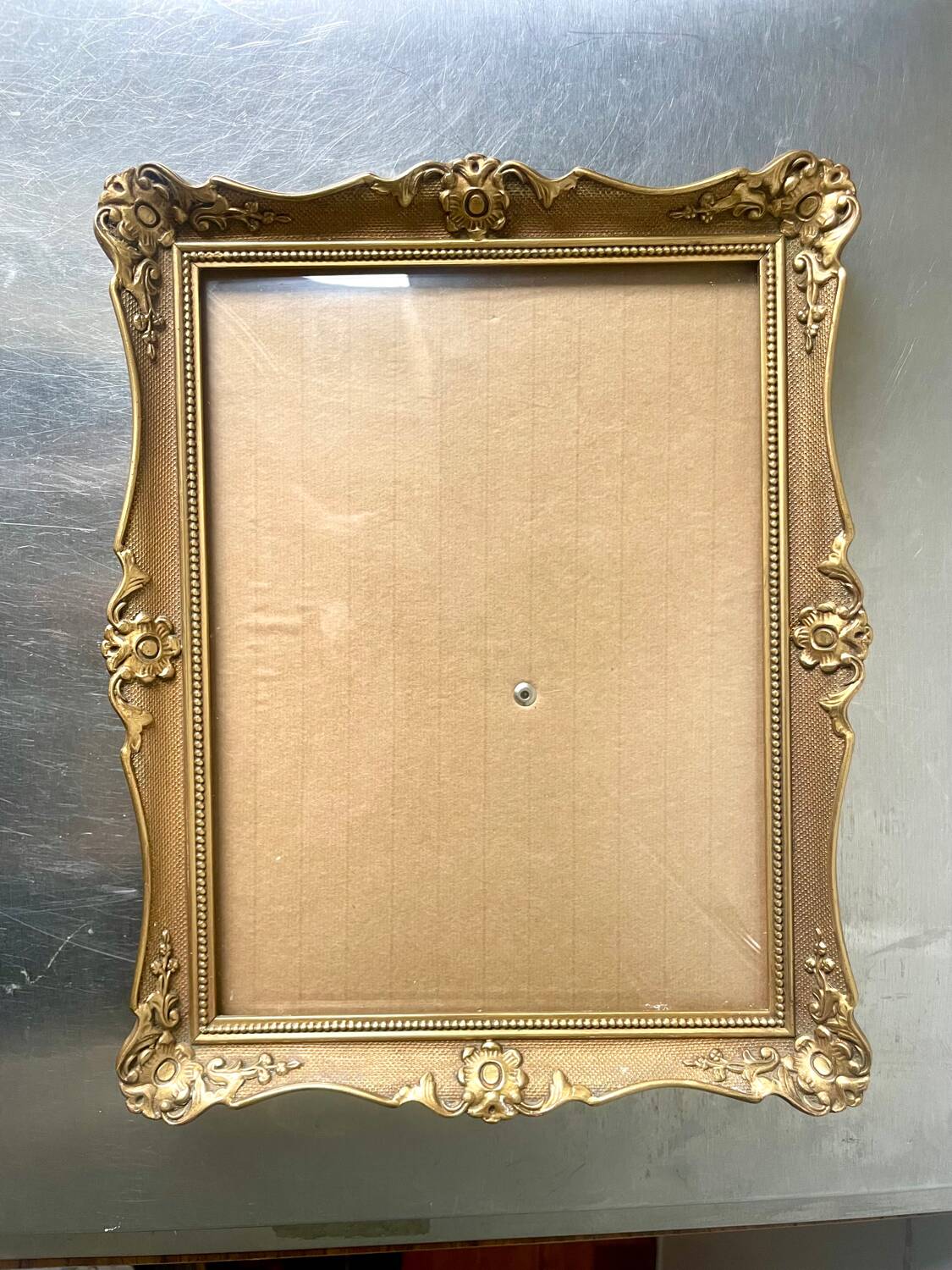 Antique Wooden Frame  gold colored  28 cm x 22 cm CONVEX Glass