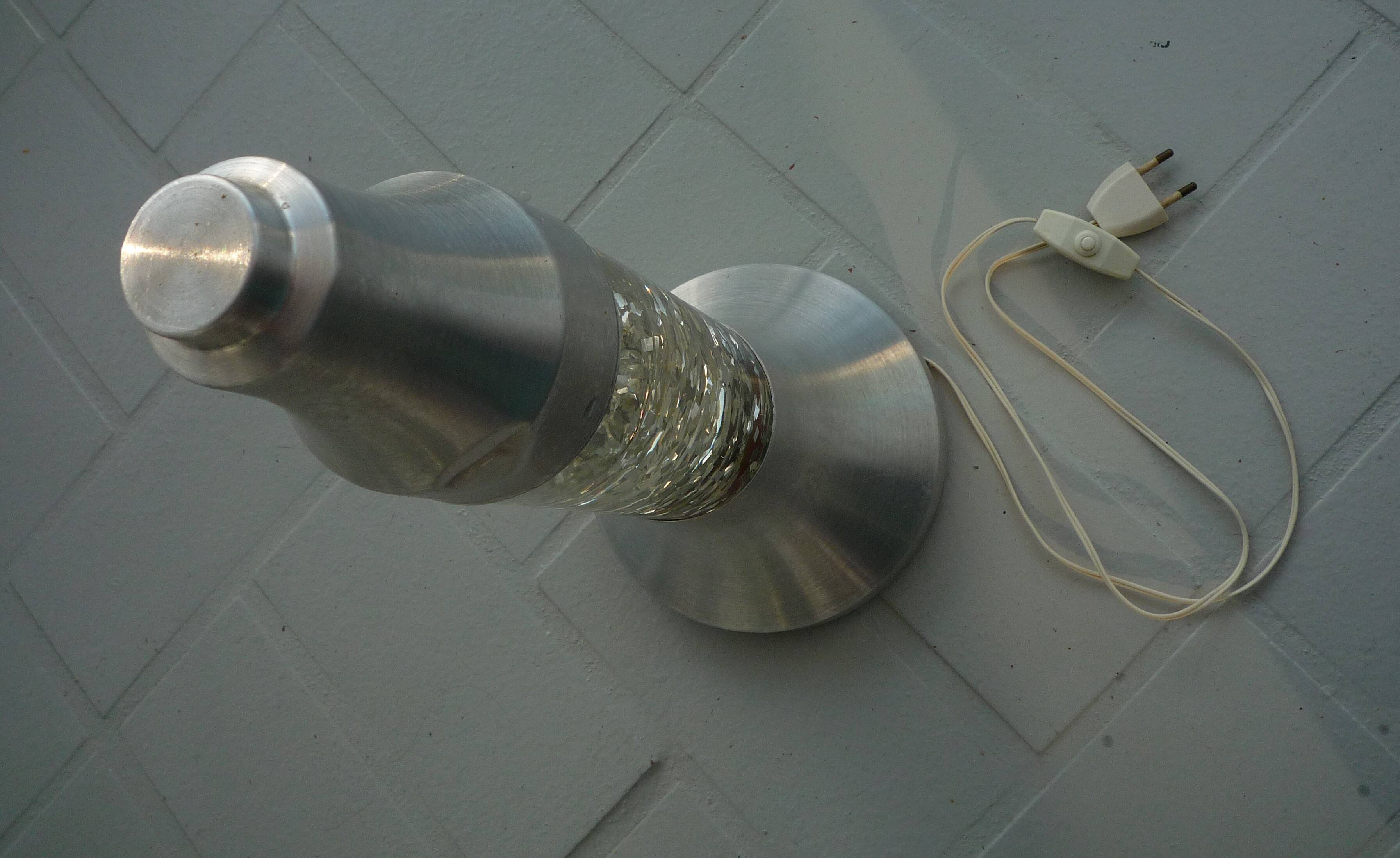 Psychedelic cylindrical lamp with aluminum and glass sequins, "Christel" type, vintage 1970