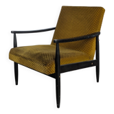 Fauteuil vintage en tissu jaune, Yougoslavie milieu XXème