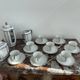Coffee set, tea 1925, art deco, union céramique, uc, limoges, 8 cups, 8 subcups, teapot