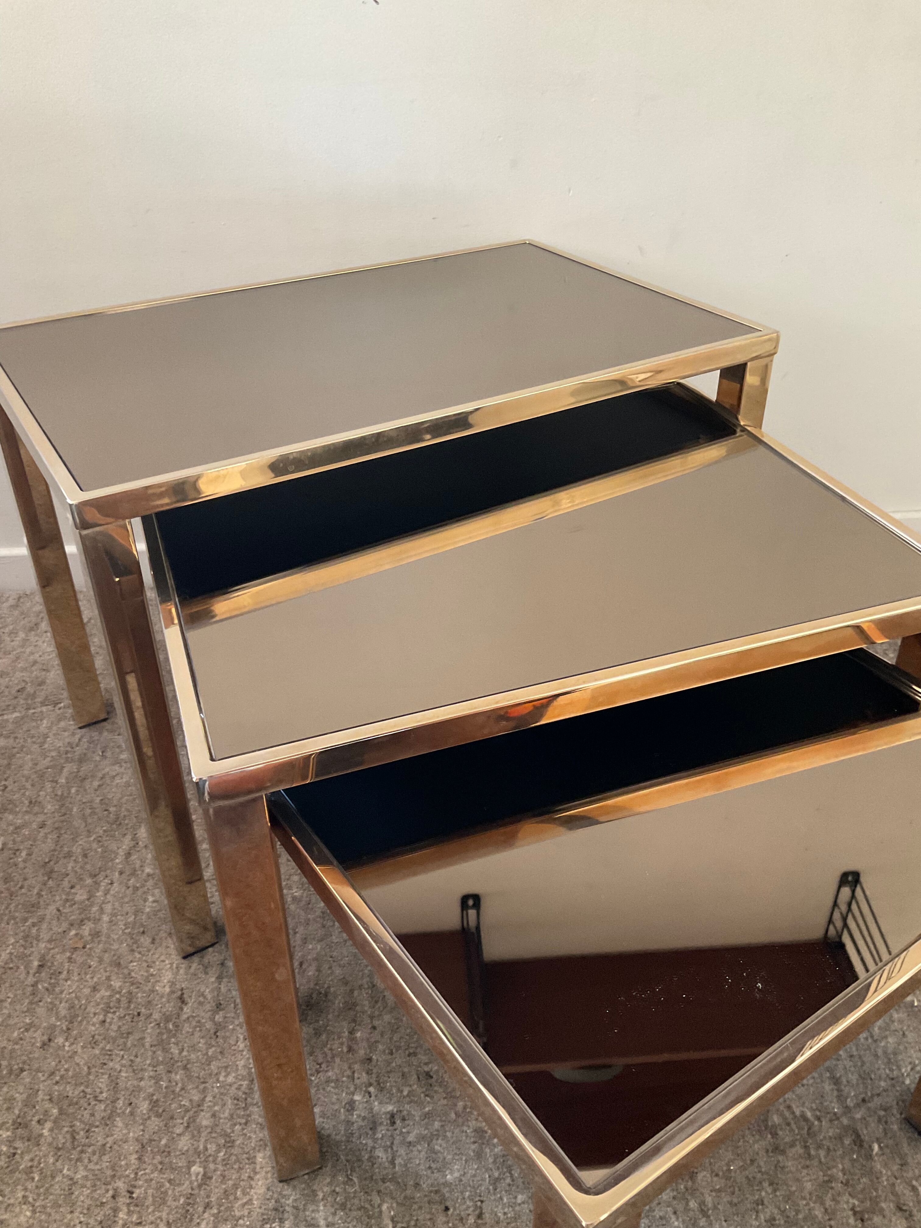 Series of 3 Belgo Chrom trundle tables from the 70s