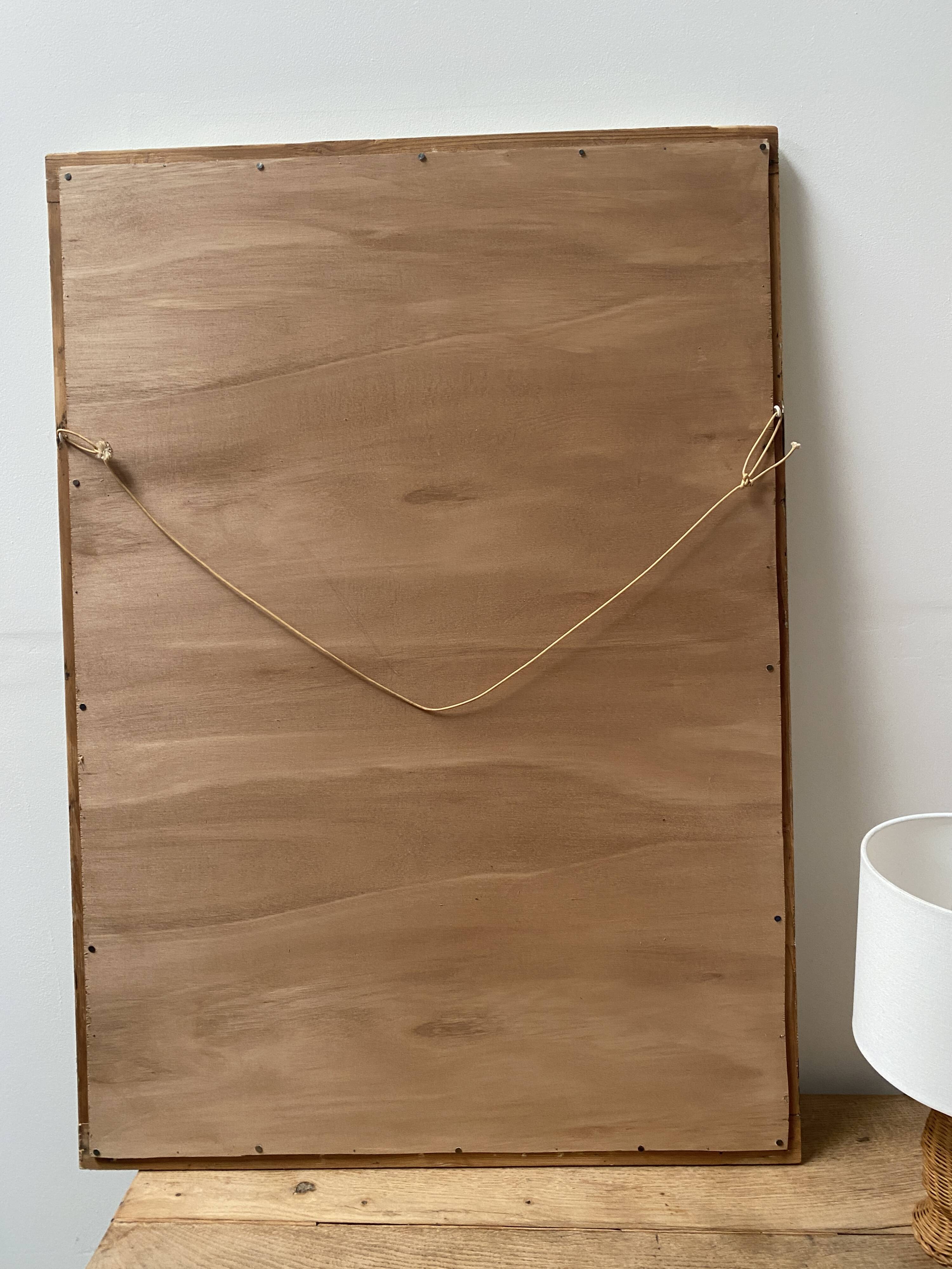Antique mirror with beige patina