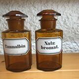 Vintage amber glass apothecary bottle