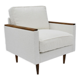 Fauteuil cube original des années 70, entièrement restauré, bouclé blanc