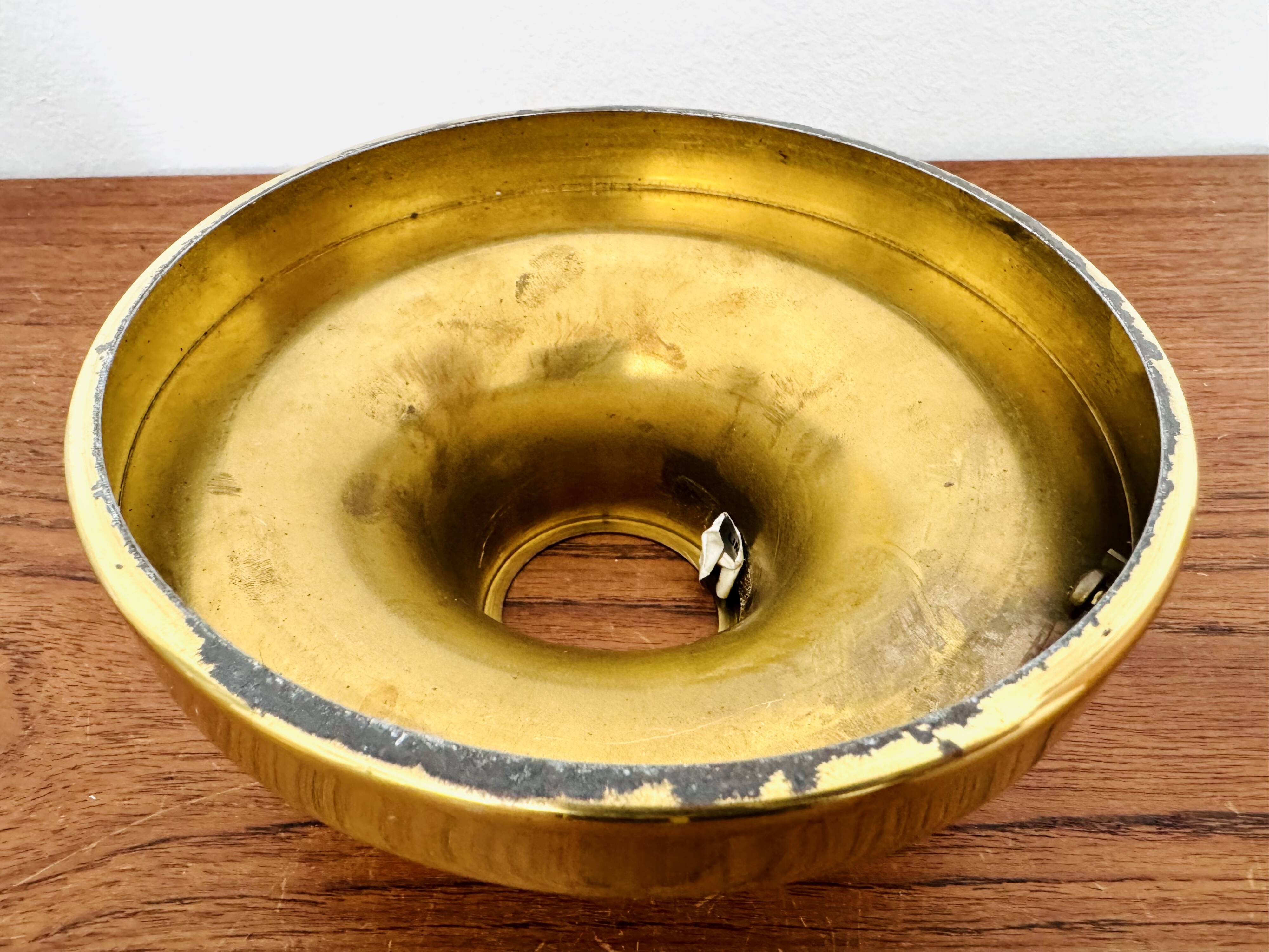 Brass and Glass Flush Light by Glashütte Limburg