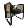 Cubic armchair in black rattan and cannage
