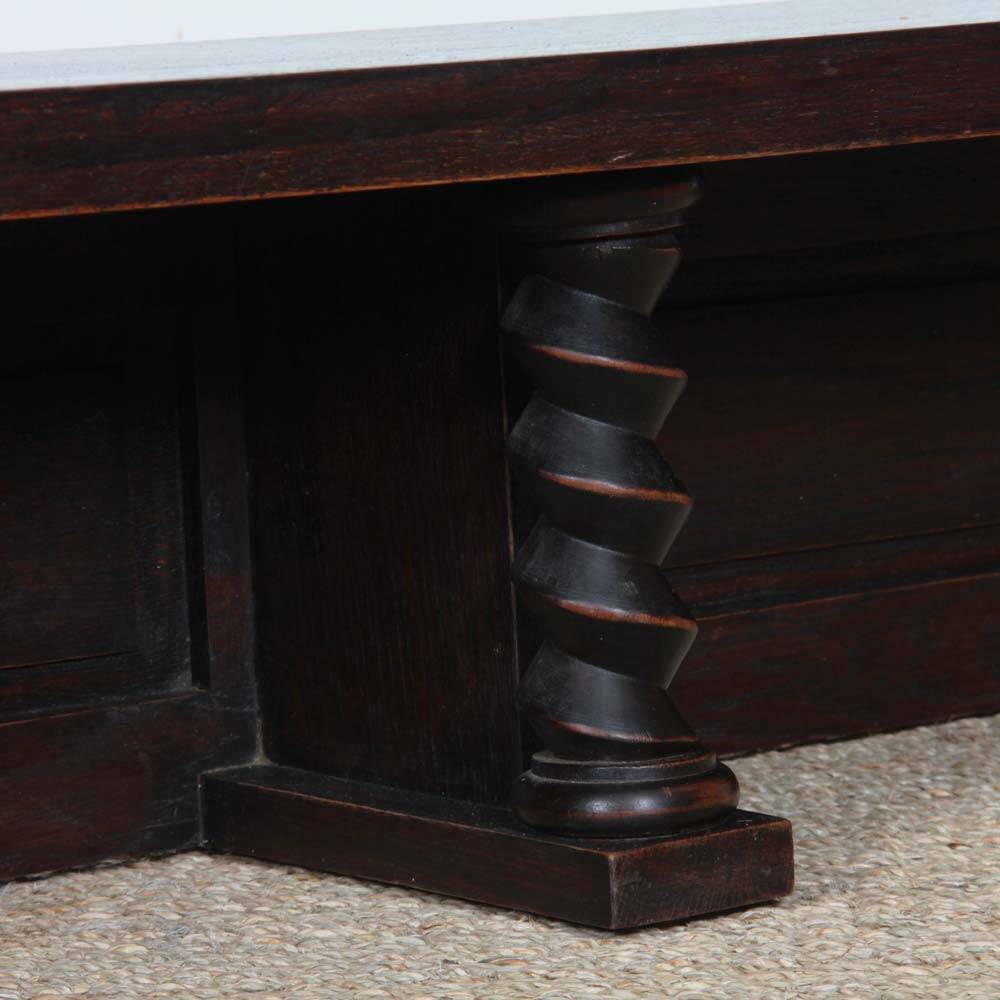 Low oak bench, Breton work from the 1940s.