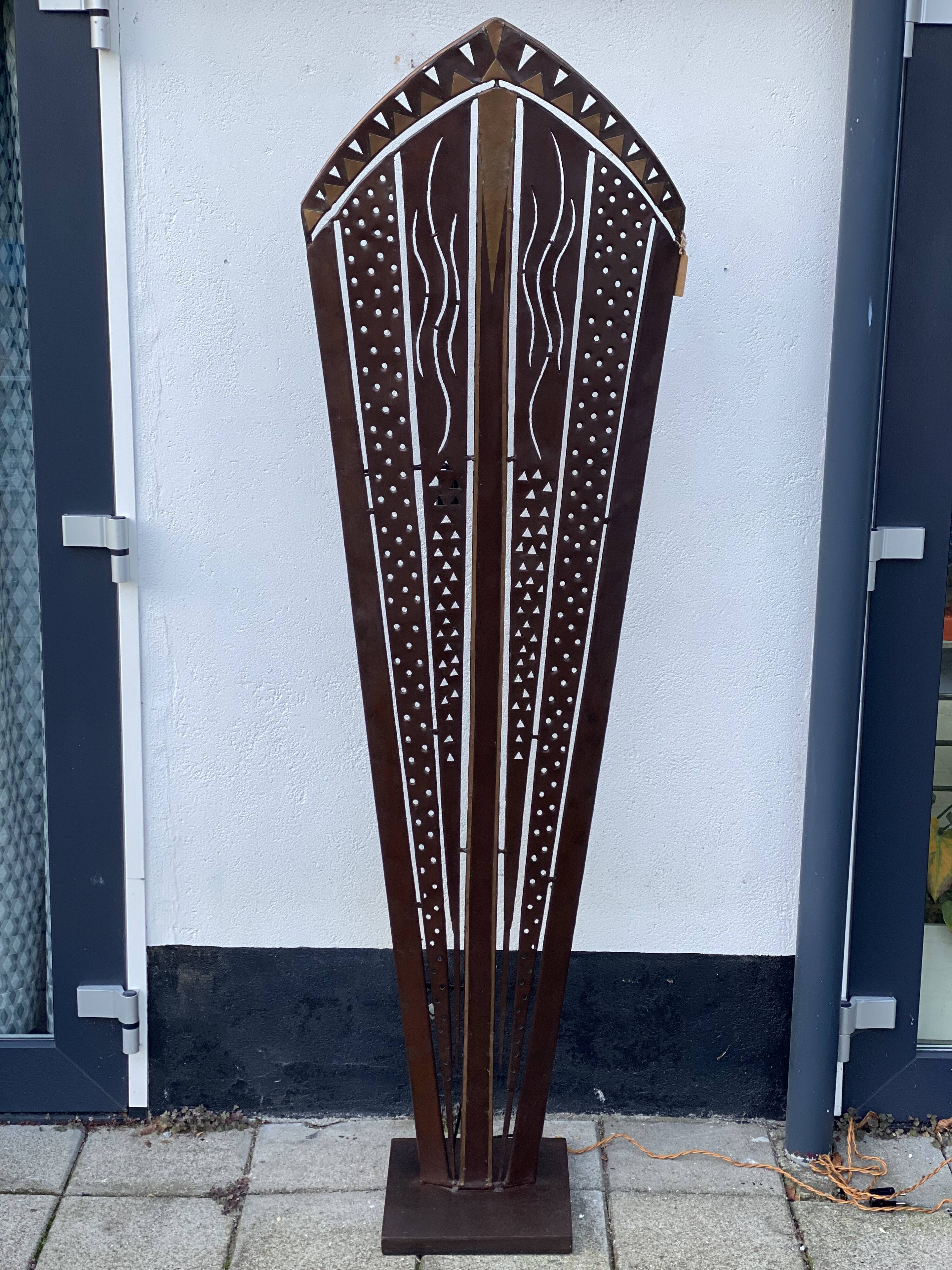 Art deco Cooper brass floor lamp