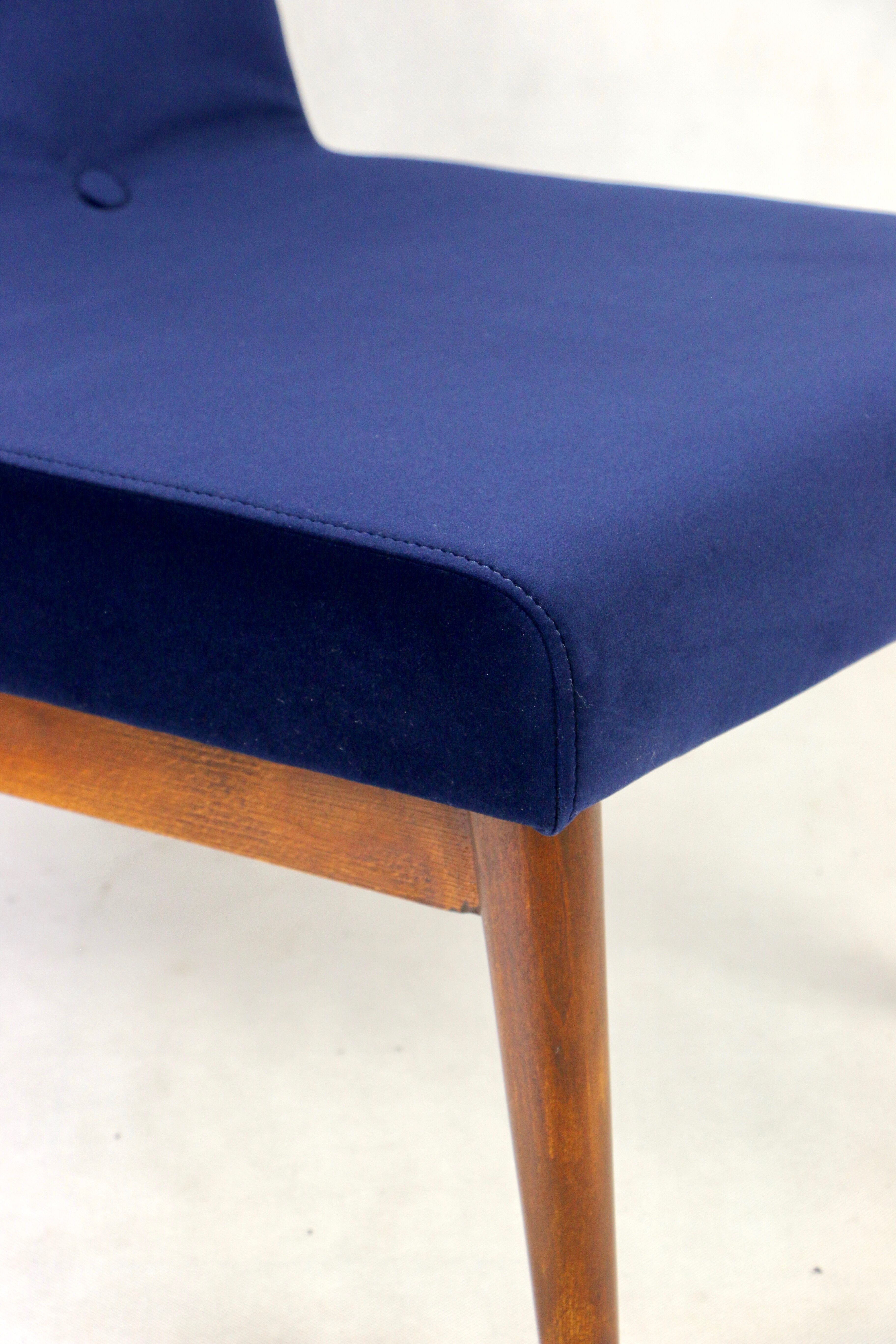 Dark blue velvet lounge chair, 1970s