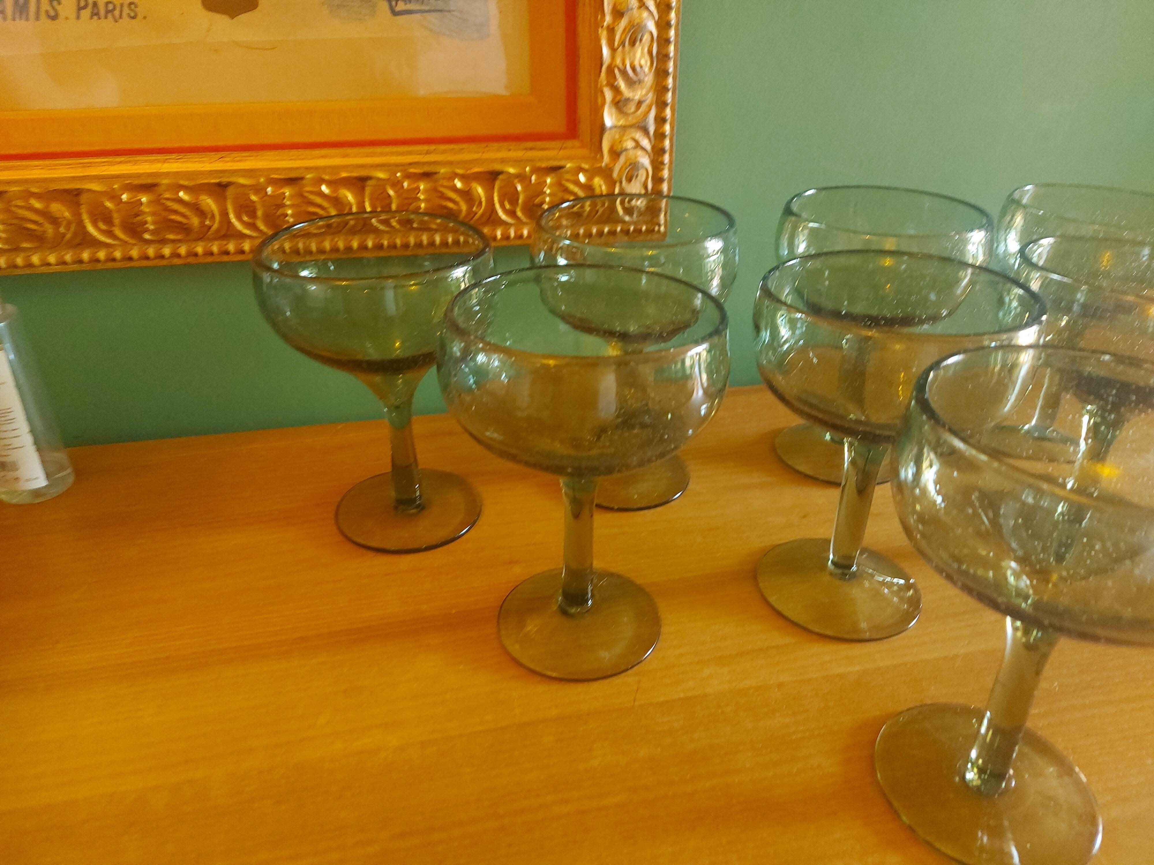 8 glasses in blown glass from Biot (cocktail, fruit cup)