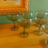 8 coupes en verre soufflé de Biot ( cocktail , coupe à fruits )