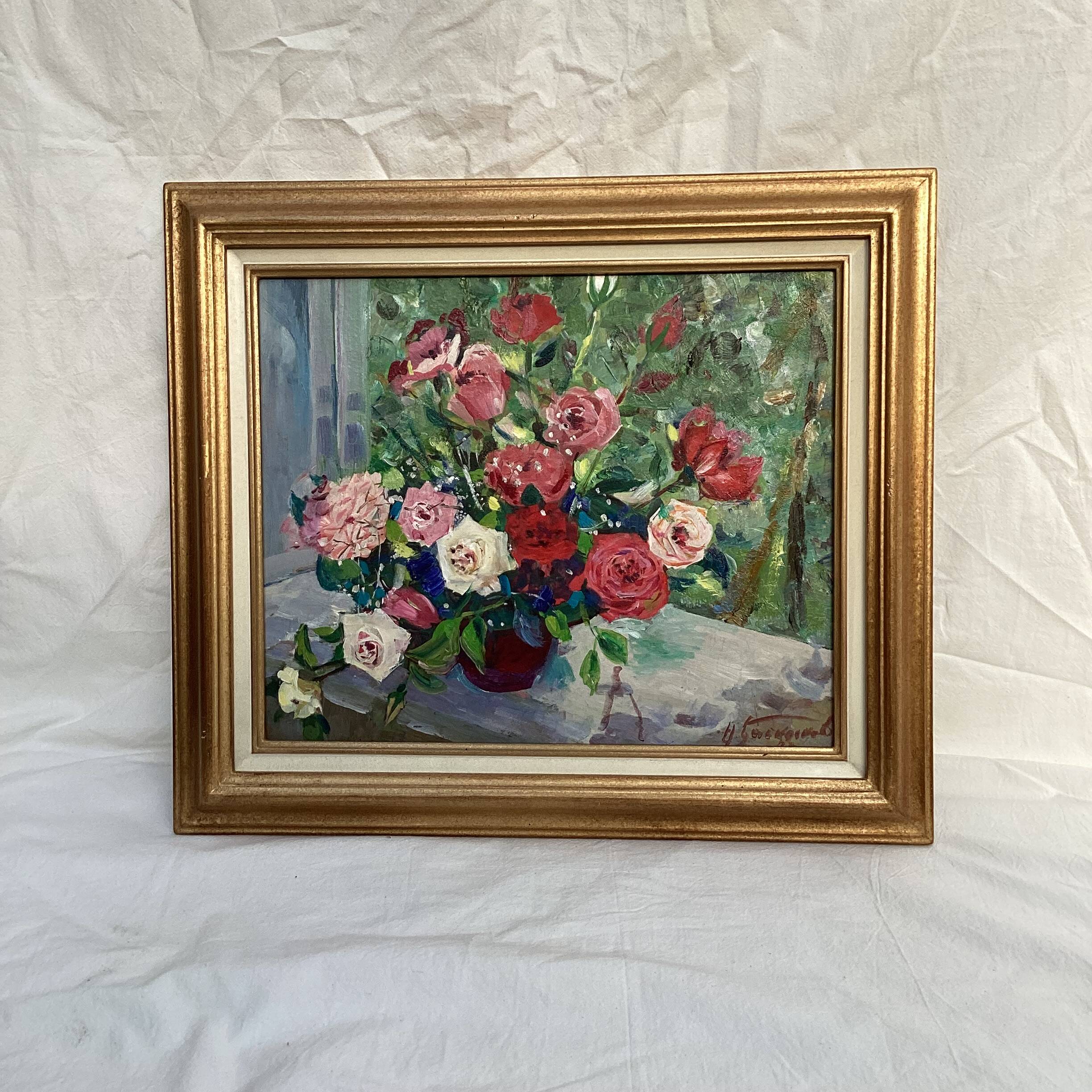 Oil painting on canvas signed dimensions: height -50cm-width -58cm-