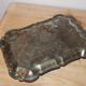 Vintage silver and gold metal serving tray – Grape cluster decoration – 36 cm