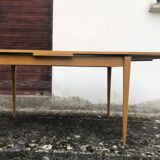 Table bois blond avec rallonges années 60 vintage