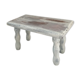 Wooden footrest in his white patina
