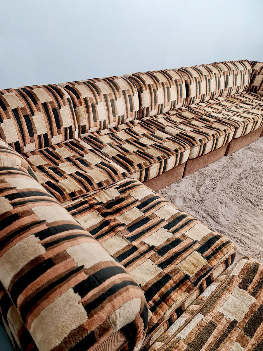 Midcentury modular sofa Laauser vintage 'Earth tones'