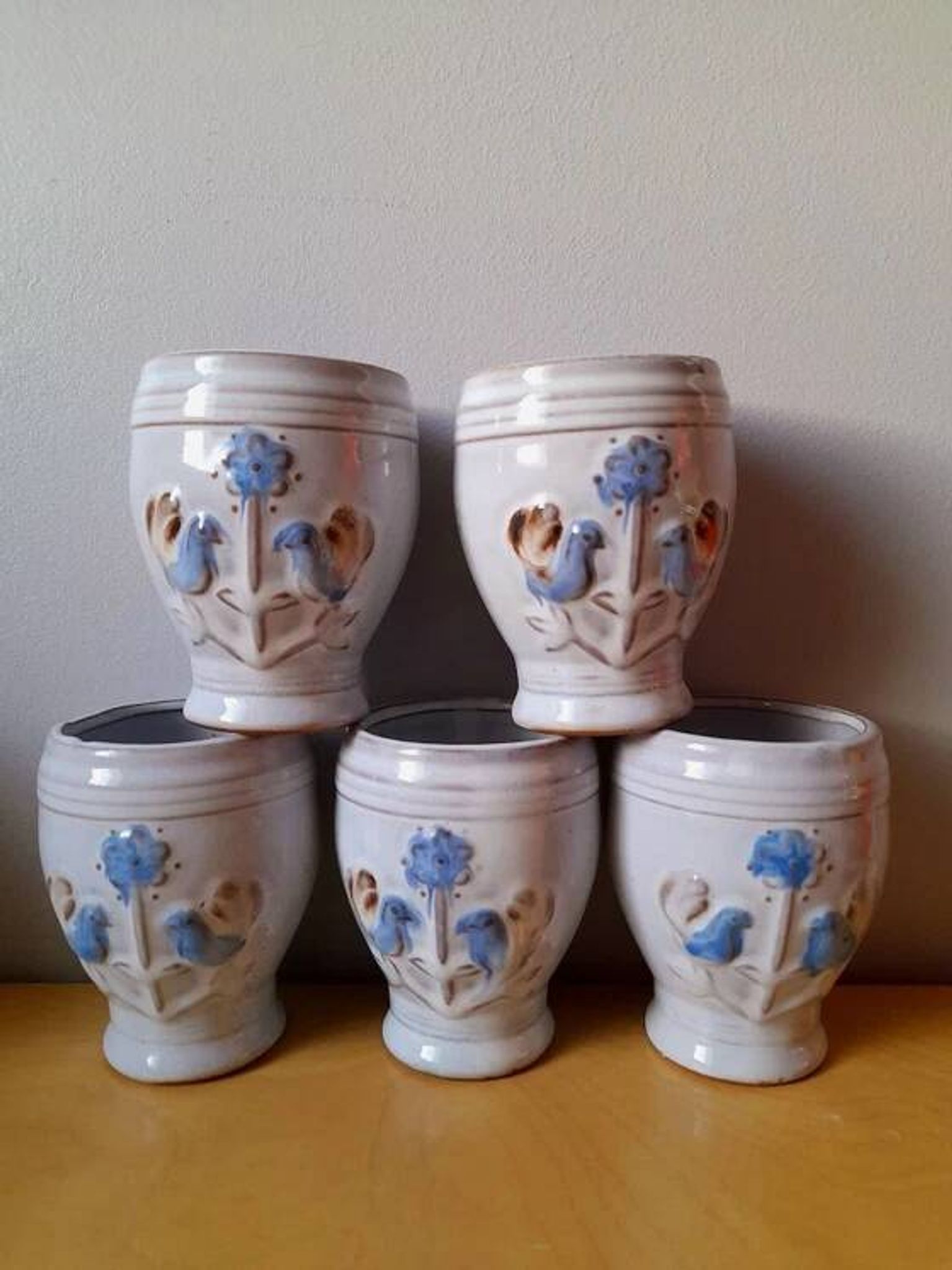 Tasses en céramique Van Melle oiseaux