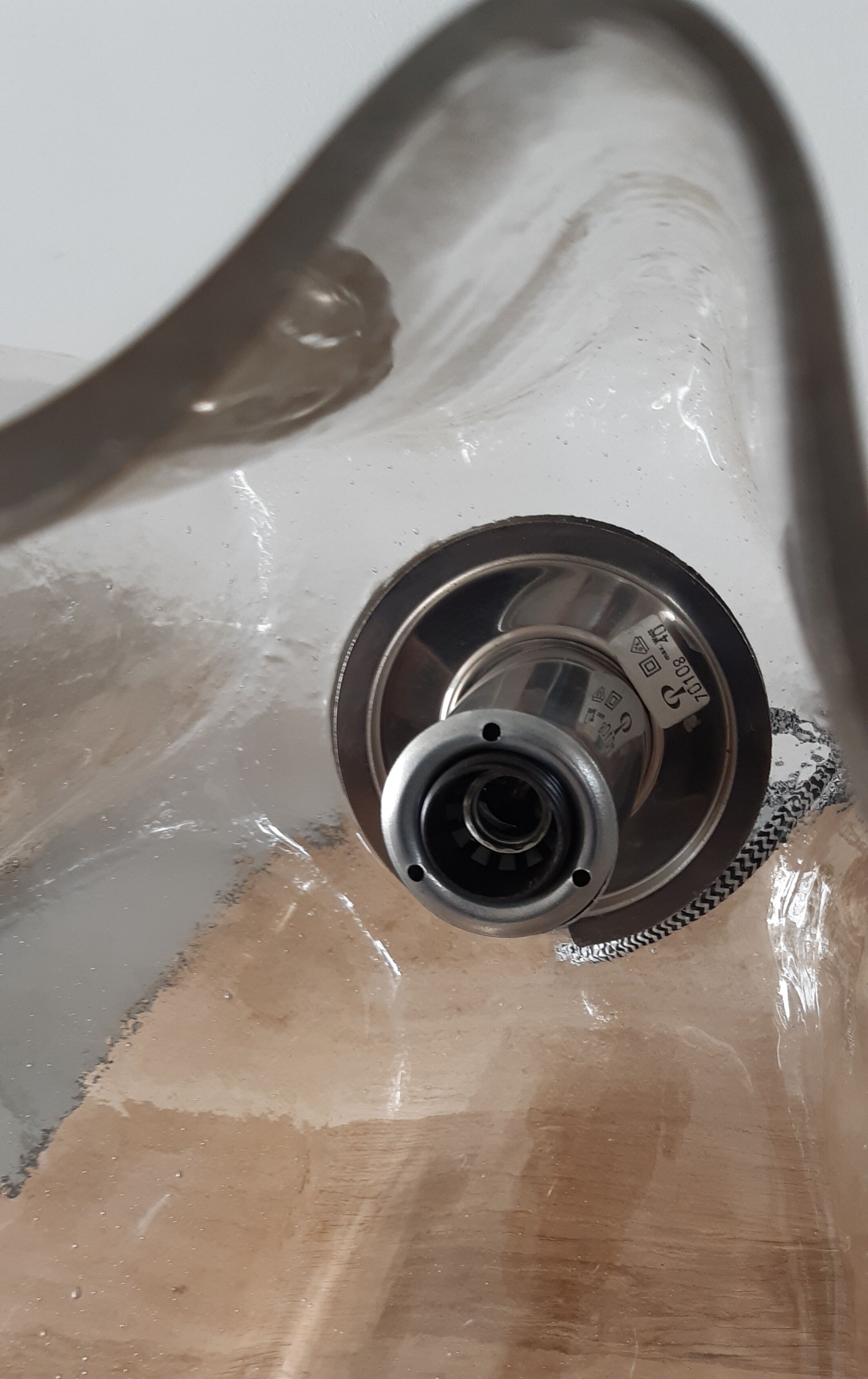 Suspension tulipe en verre biot transparent