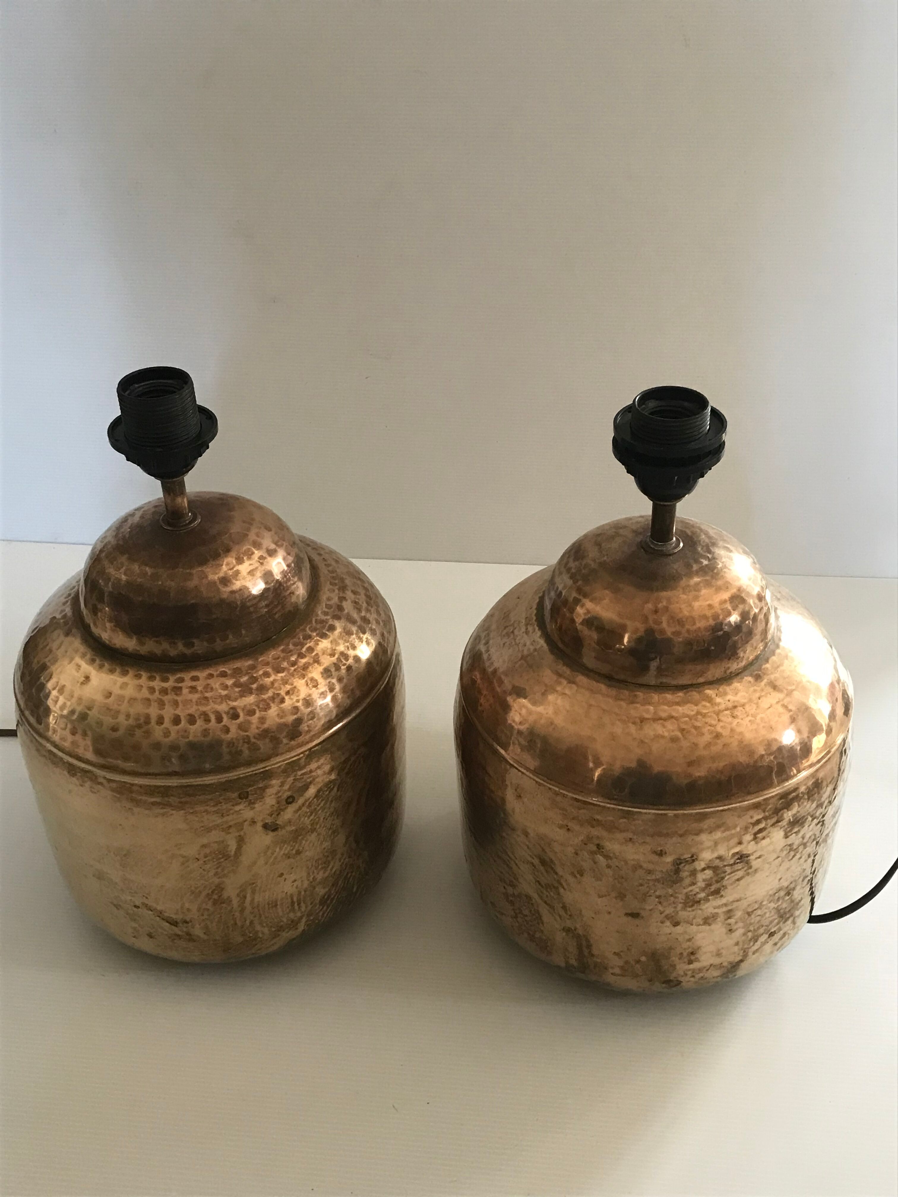 Vintage hammered brass lamp