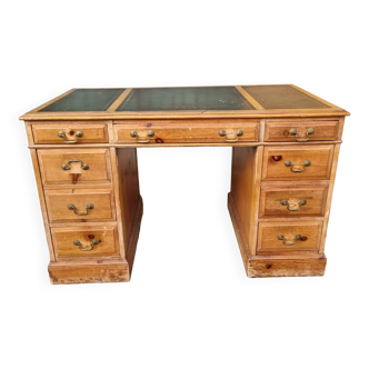 Vintage mid century American desk with 7 Sligh brand drawers in Oregon pine