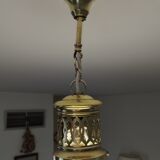 Art Deco pendant lamp from the 1920s in white opaline and frosted glass – Stamped B.A.G.