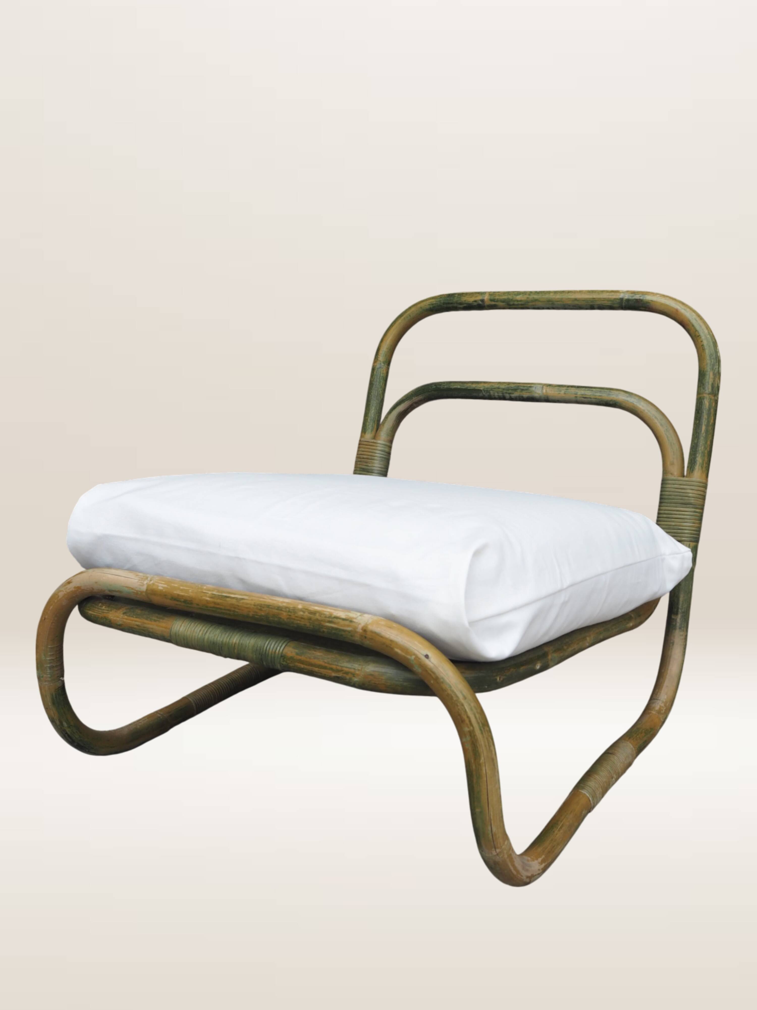 Pair of curved bamboo armchairs