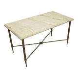 Table basse en marbre et piétement en laiton hauteur 46 cm