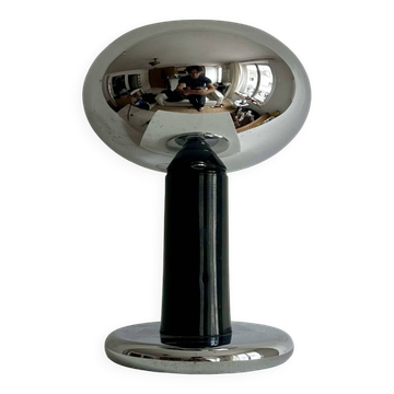 Lampe de table vintage, chrome et métal laqué noir, Italie 1960