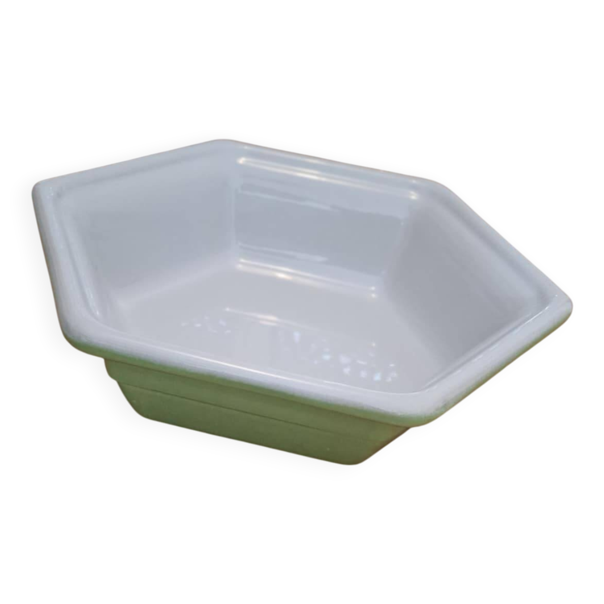 Hexagonal serving dish Emile Henry Green and White model Gastron