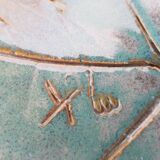 Ceramic Dish Vine Leaf Signature to identify X Luc (40cm)